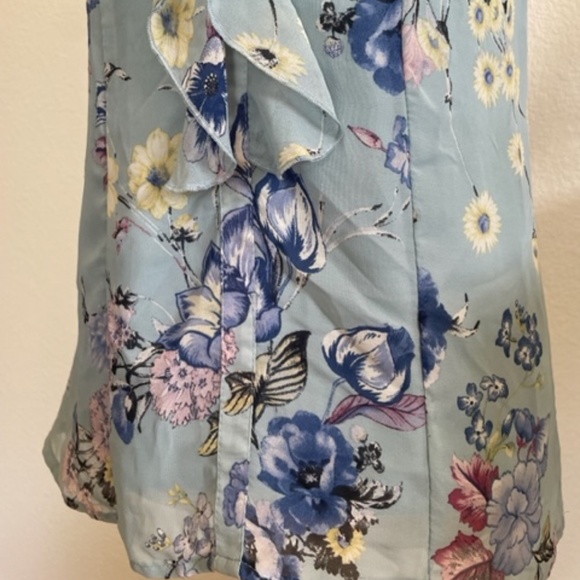 Xhilaration By Target | Y2K Blue Pastel Floral Ruffle Spaghetti Strap Top, XS - Picture 3 of 9